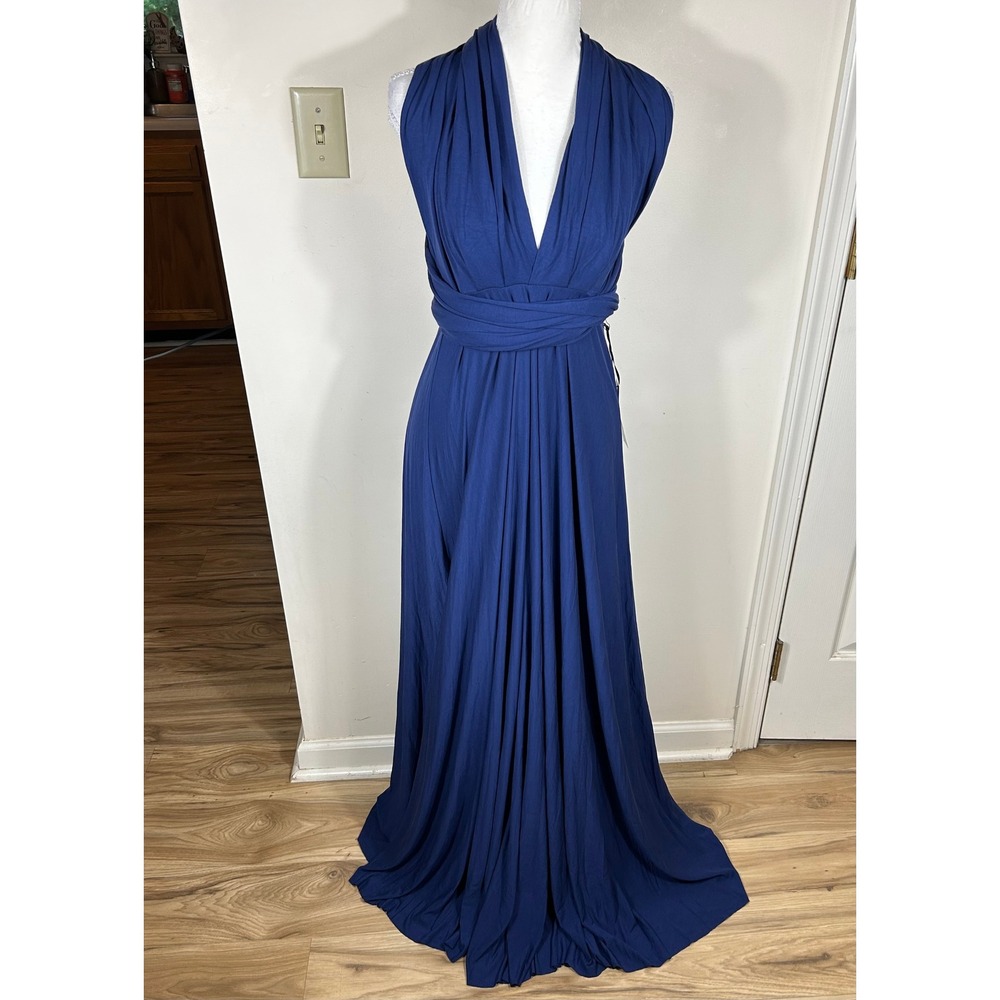 Lulus Maxi Dress XL Blue Convertible Infinity Gown Formal Wrap Goddess Elegant